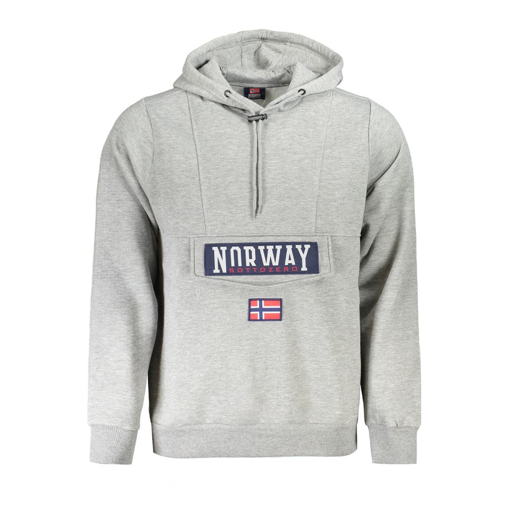 

Серый хлопковый мужской свитер с капюшоном Geographical Norway