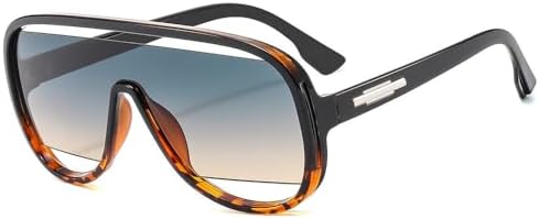 

Модные ретро-солнцезащитные очки-моноблок для женщин и мужчин, большие солнцезащитные очки с градиентным переходом цвета и защитой от УФ-излучения UV400 MTZJH, Black Leopard Green