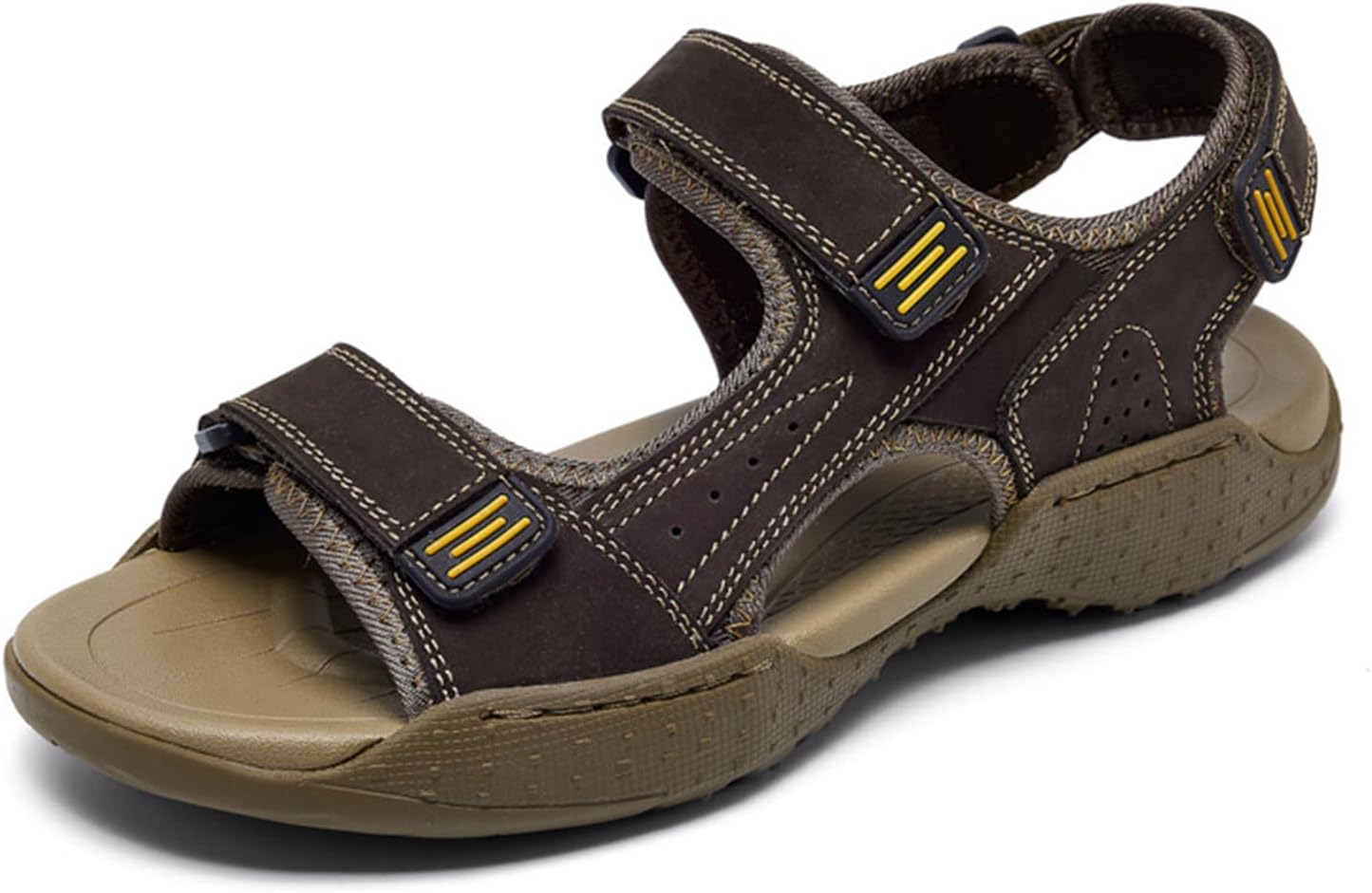 

Мужские походные сандалии с открытым носком, спортивные кожаные сандалии, легкие, противоскользящие, для трекинга, прогулок и водные повседневные тапки Abborora, темно-коричневый