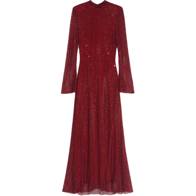 

Самопортрет Макси-платье с пайетками и сеткой Self-portrait, Бордовый