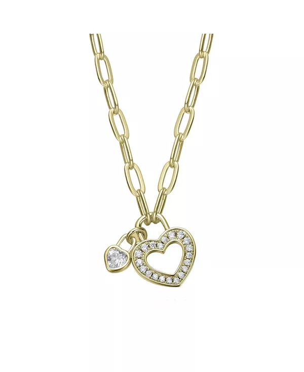 

Ожерелье с подвеской в виде скрепки в форме сердца, покрытое 14-каратным золотом и цветными кубическими цирконами Gigigirl, gold