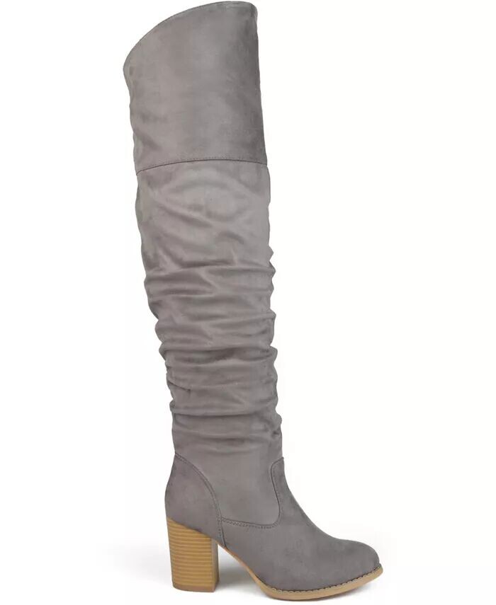 Женские сапоги Kaison Stacked Heel выше колена Journee Collection, серый — фото 2