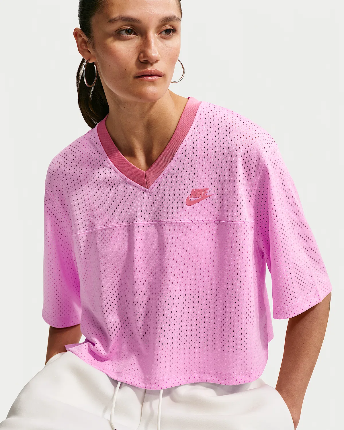Женская оверсайз-куртка Heritage из сетки Nike Sportswear, Pink Rise/Peony/Peony — фото 3
