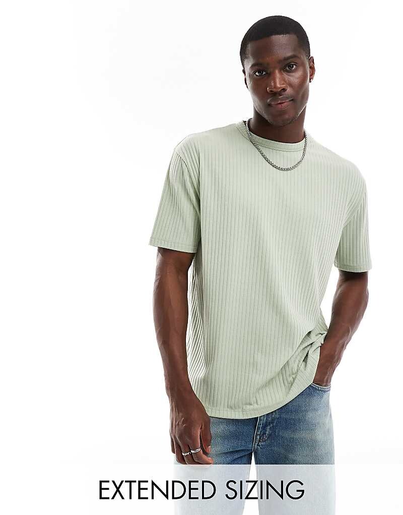 

ASOS DESIGN – футболка свободного кроя в рубчик Sage