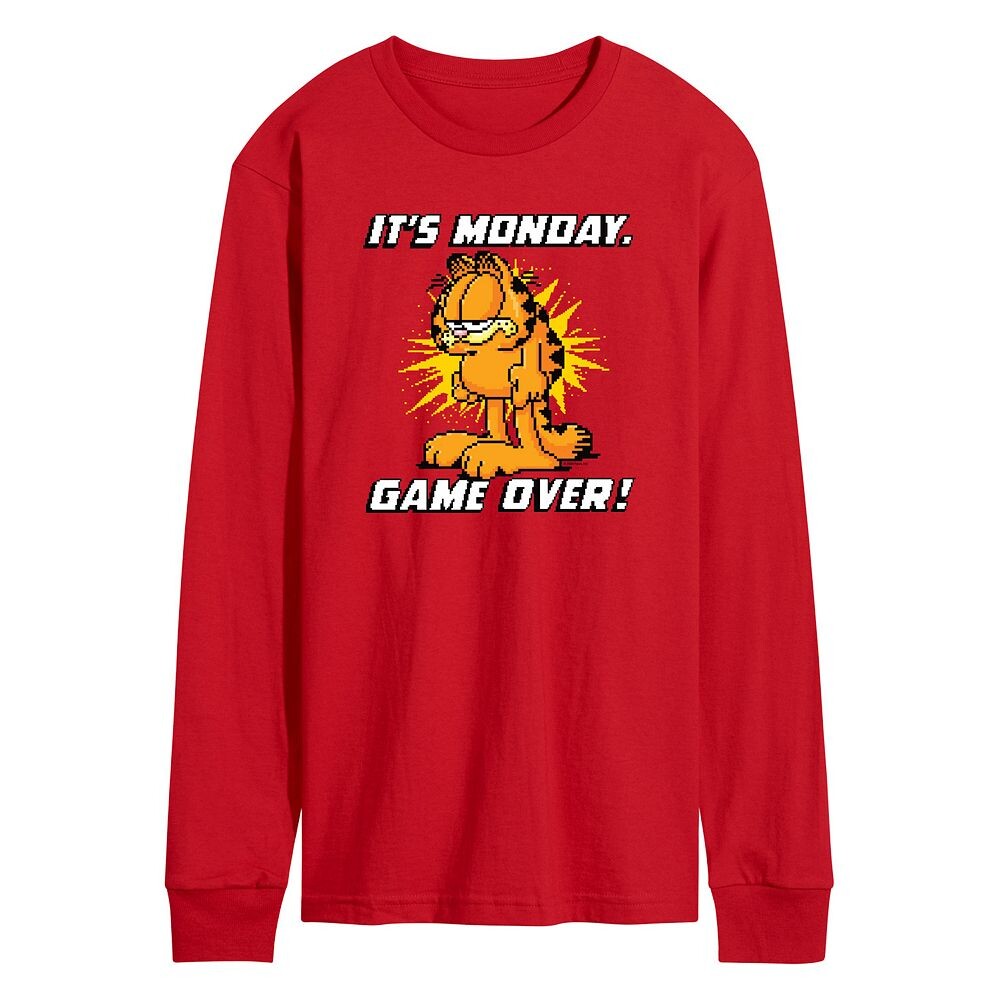 

Мужская футболка с длинными рукавами и рисунком Garfield It’s Monday Licensed Character, красный