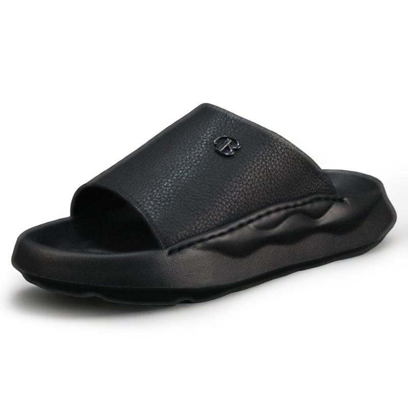 

Мужские тапочки-слайды с шитьем Devanro, Black