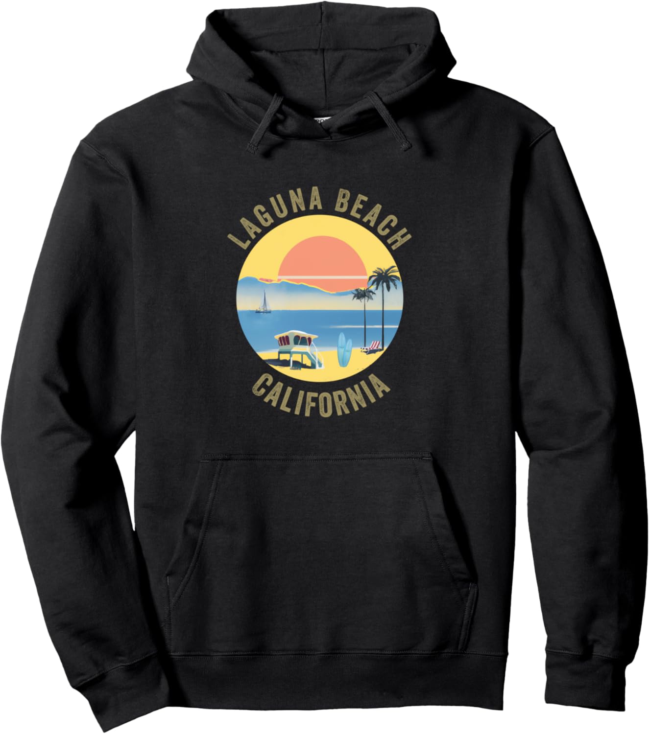 

Худи Лагуна-Бич в стиле ретро и винтаж, худи Лагуна-Бич Laguna Beach Retro Souvenir Apparel, черный