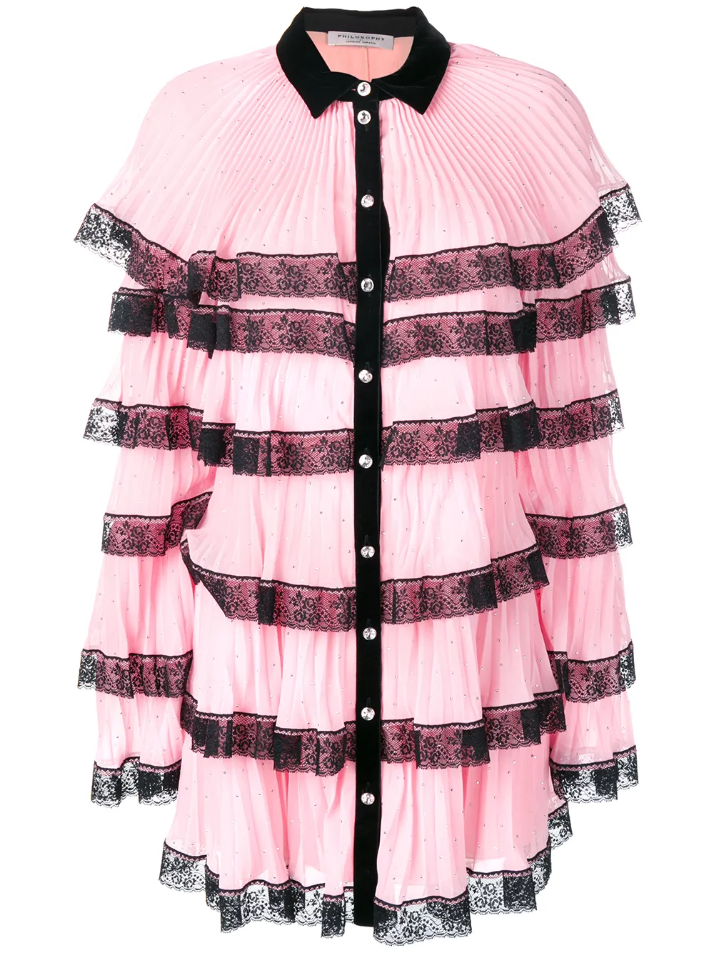 

Короткое платье с рюшами Philosophy Di Lorenzo Serafini, розовый