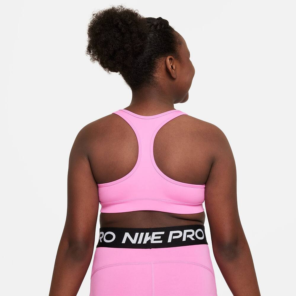 Спортивный бюстгальтер средней ударной нагрузки Nike Swoosh для девочек больших размеров, белый — фото 2