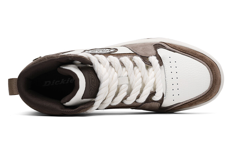 Кроссовки Dickies Skateboarding Shoes Men High-top White/Brown, коричневый — фото 3