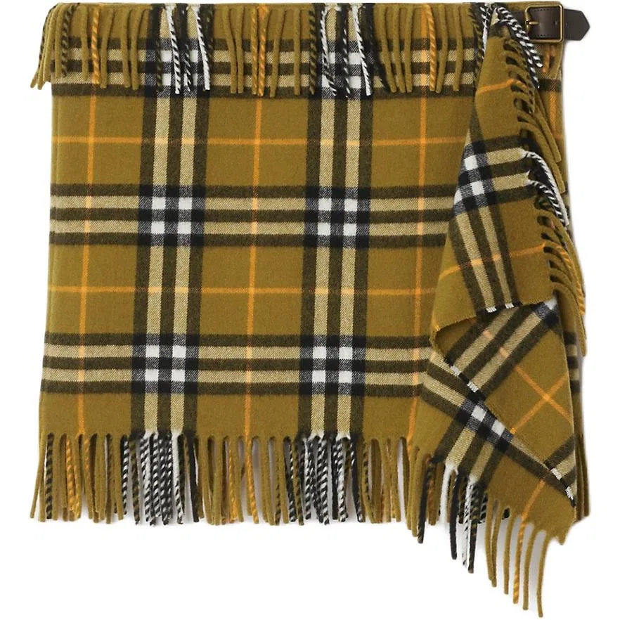 Юбка Burberry, женская, оксид, клетка/бахрома