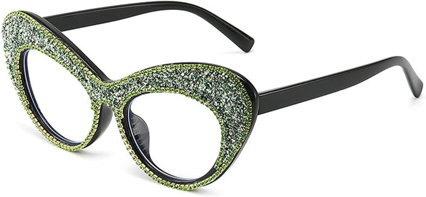 

Солнцезащитные очки Willochra Cat Eye Diamond для женщин, 2022 год, прозрачные линзы, хрустальные винтажные очки со стразами, очки с защитой от УФ-излучения UV400, Green