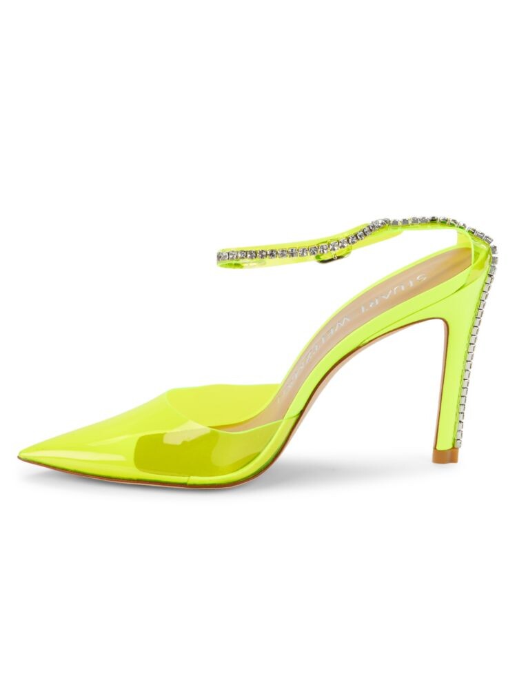 туфли на шпильке, украшенные кристаллами Stuart Weitzman, цвет Neon Yellow — фото 4