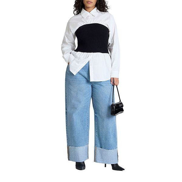 

Женские джинсы plus size с высокой манжетой Eloquii, Light Wash