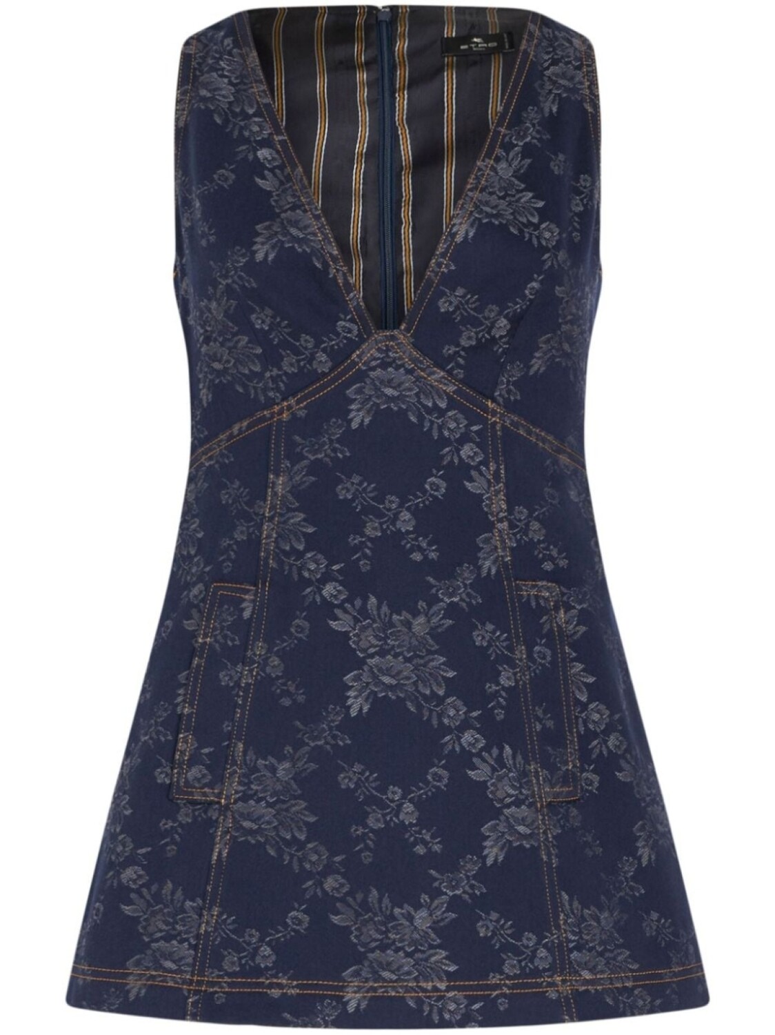 

ETRO джинсовое платье мини с цветочным узором, синий