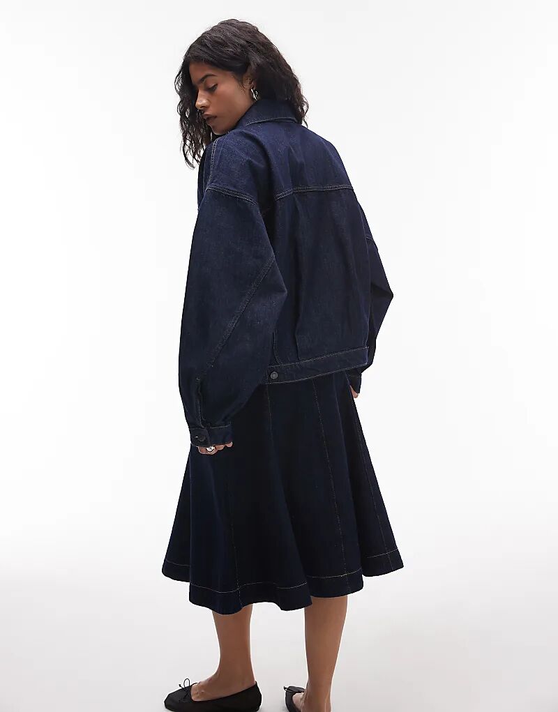 

Джинсовая куртка-баллон Topshop цвета индиго, Фиолетовый, Джинсовая куртка-баллон Topshop цвета индиго