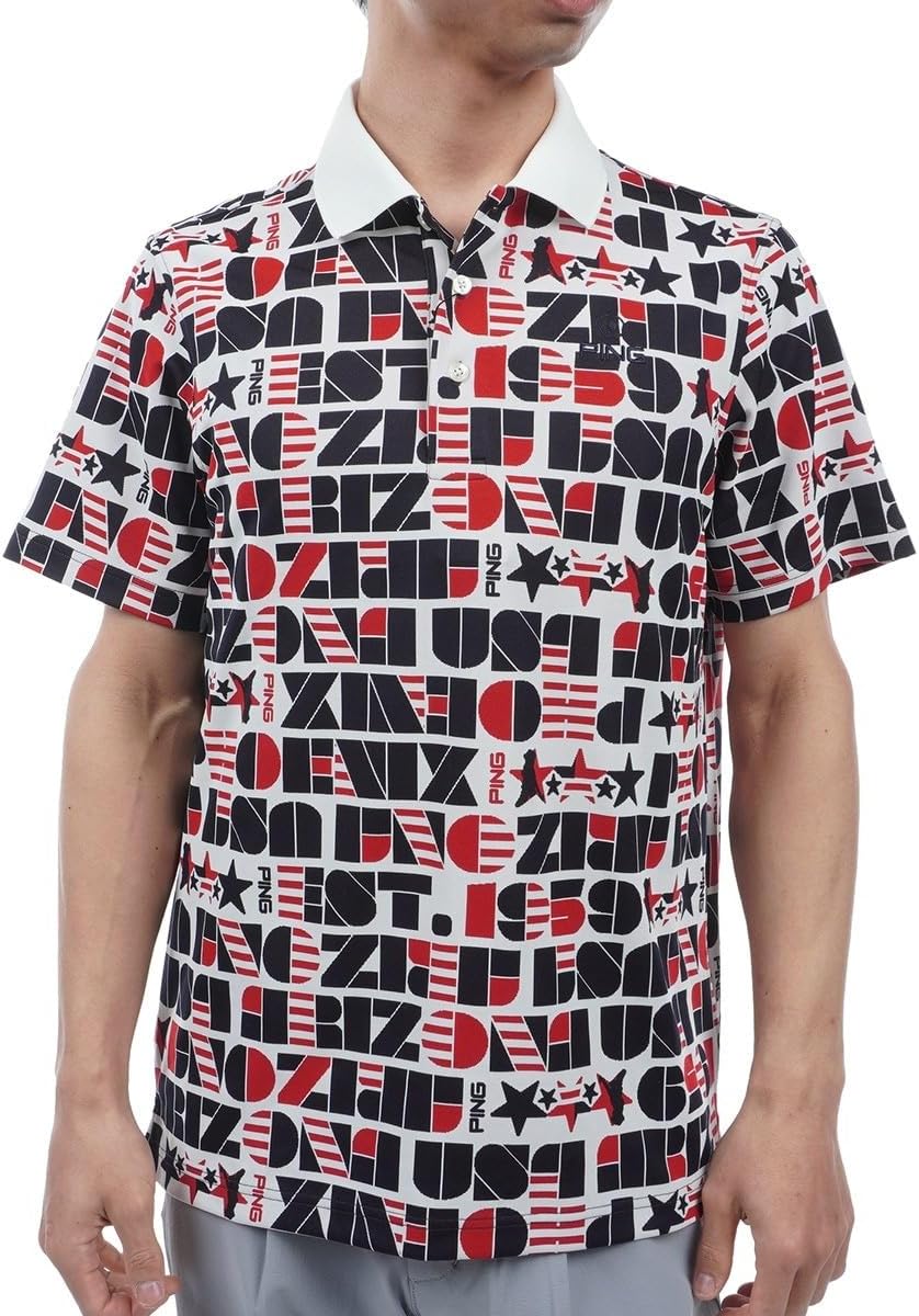 

Мужская рубашка-поло с коротким рукавом (американский узор, жаккард) / для гольфа / 621-4160313 Ping Apparel, белый