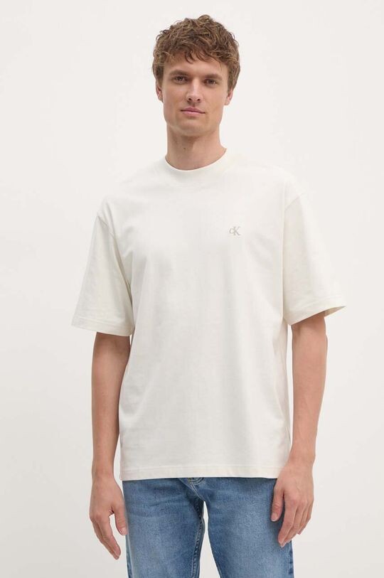 

Хлопковая футболка Calvin Klein Jeans, бежевый