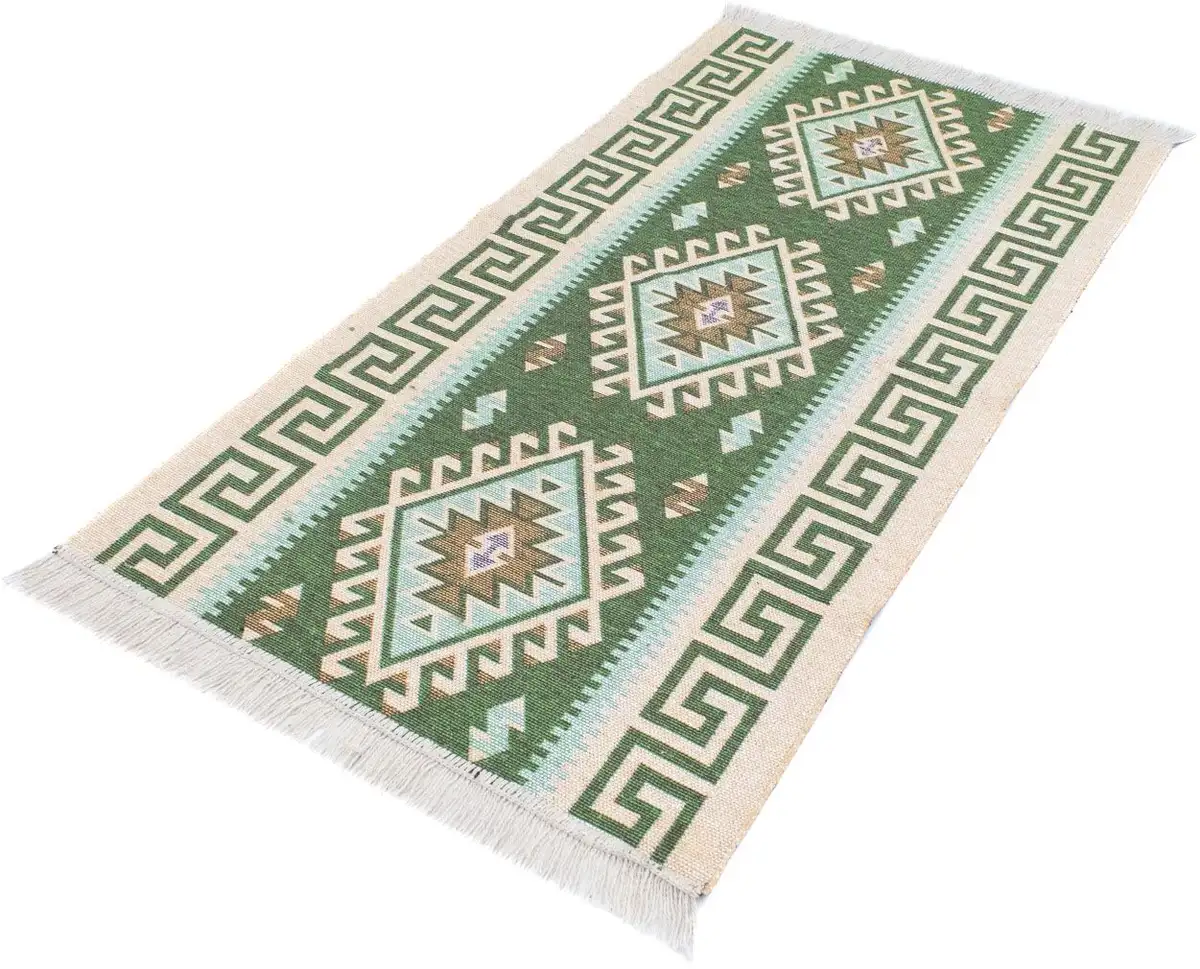 

Ковер Morgenland из шерсти "Kilim Carpet Phoenix", прямоугольный, чистый хлопок 80х150 см, зеленый