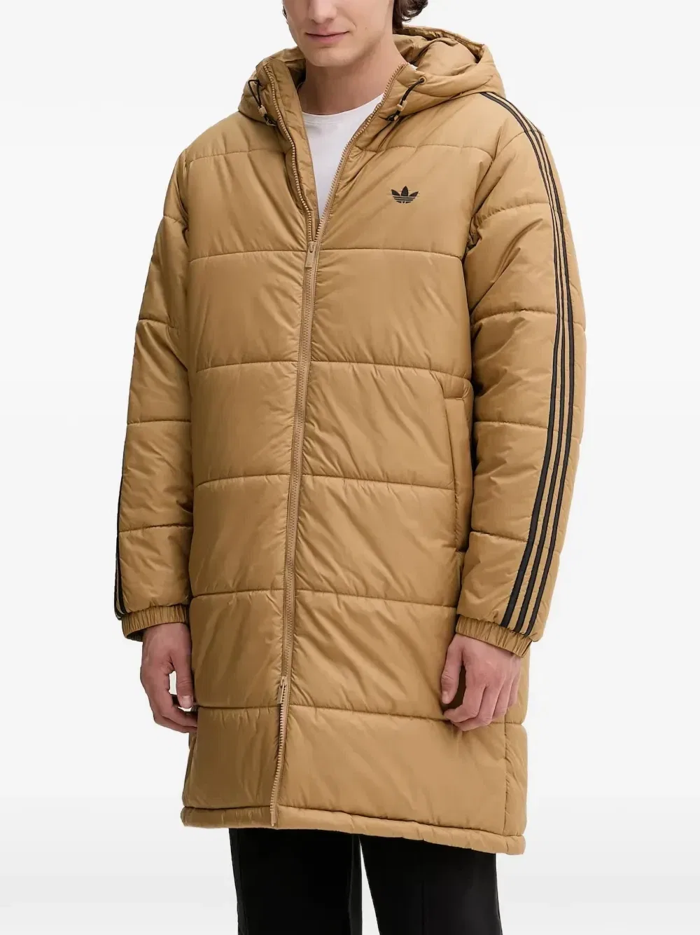 Пуховик с логотипом adidas, бежевый
