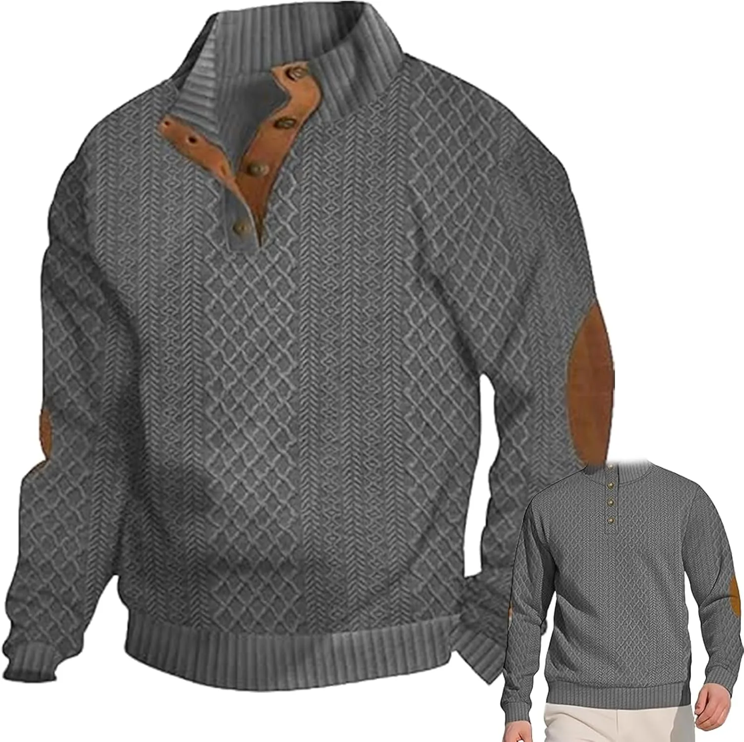 

Свитер Cross and Crown, воротник-стойка, кабельная вязка