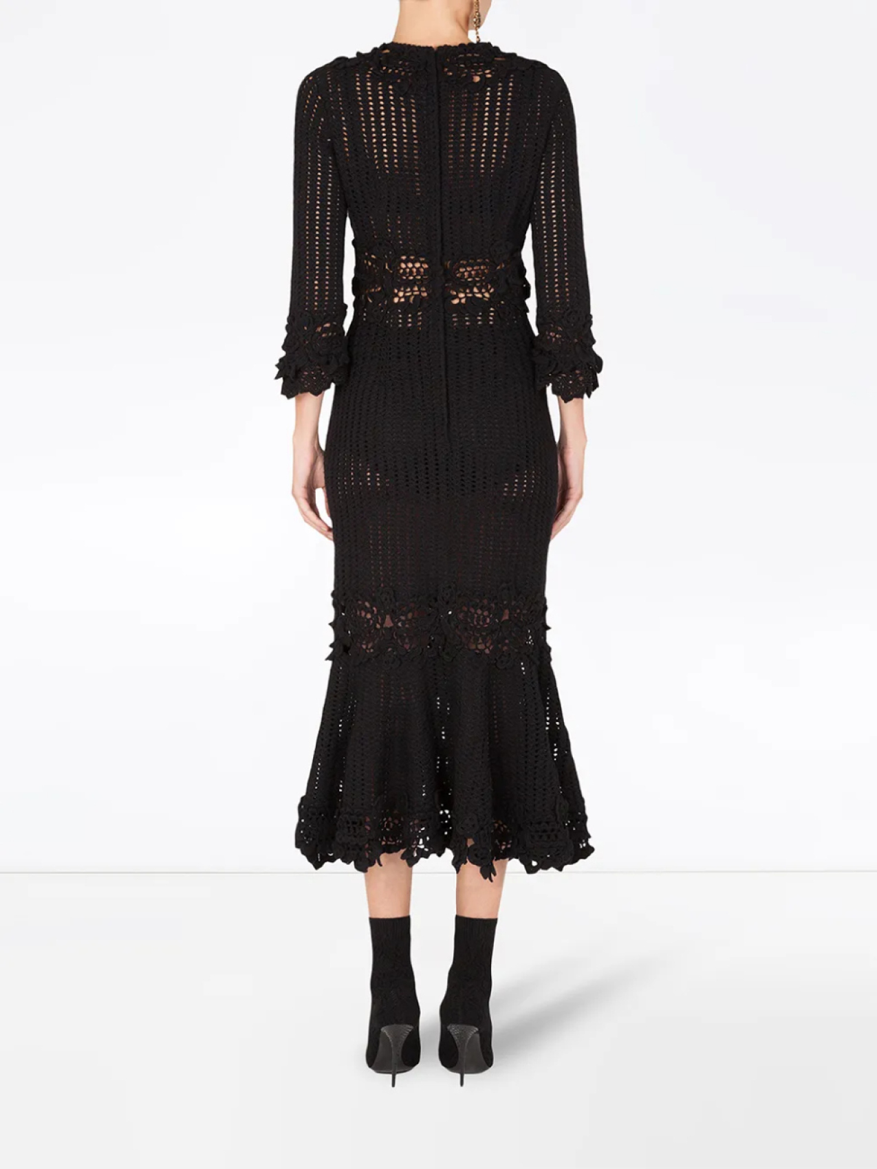Dolce & Gabbana платье в технике макраме, черный — фото 4