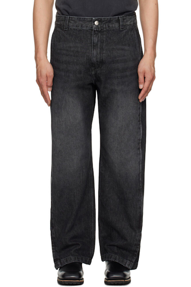 

Черные широкие джинсы с боковой молнией Solid Homme