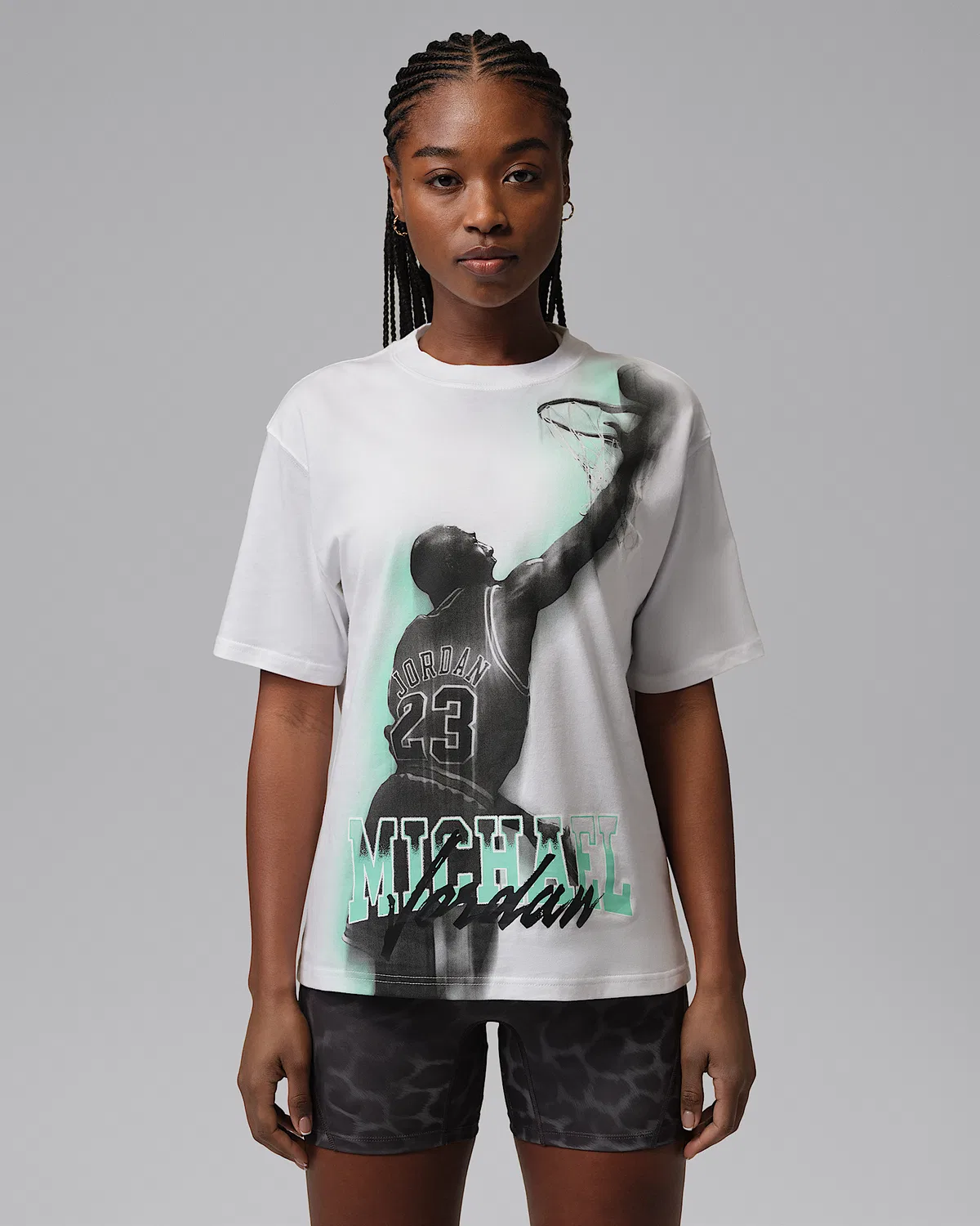 Женская футболка Dri-FIT с принтом Jordan Sport Heritage, White/Green Glow