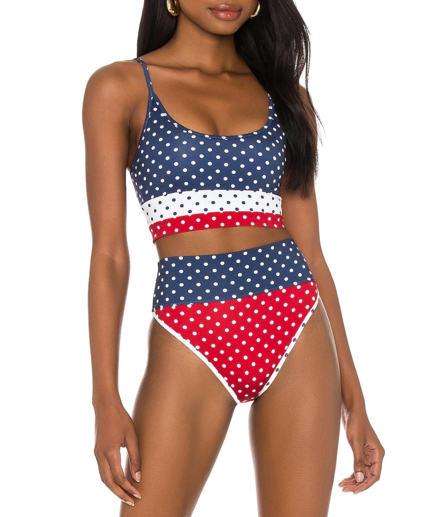 

Женский купальник Beach Riot, цвет patriotic polka dot