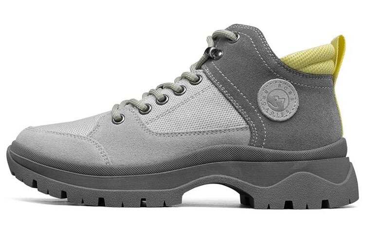 Женские ботинки Skechers зимние двухцветные, серый