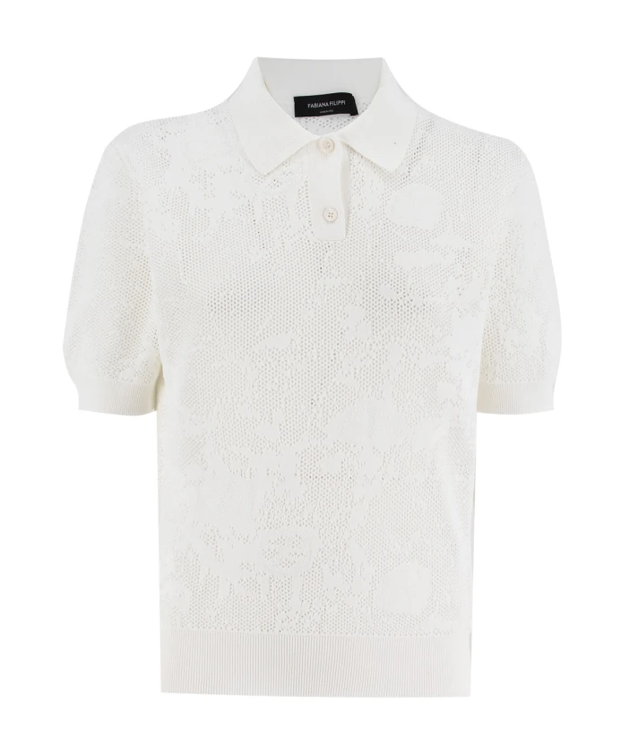 

Хлопковая рубашка-поло с жаккардовым узором Fabiana Filippi, белый