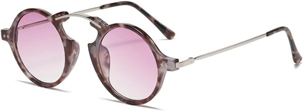 

маленькие круглые солнцезащитные очки для женщин, солнцезащитные очки с градиентным переходом для мужчин, винтажные очки из сплава, защита от ультрафиолета UV400 LANGSER, Leopard Purple