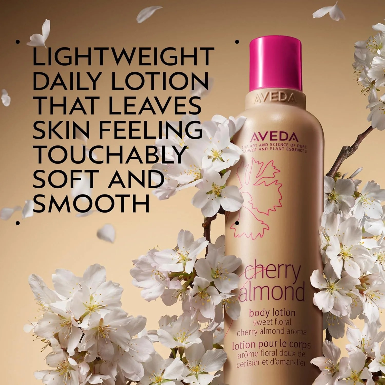 Aveda Cherry Almond Body Lotion с маслом сладкого миндаля и экстрактом сакуры, сладкий цветочный аромат тонизирующих бобов, сертифицированных органических апельсина и иланг-иланга, 98% натуральных ингредиентов*, 200 мл, orange — фото 2