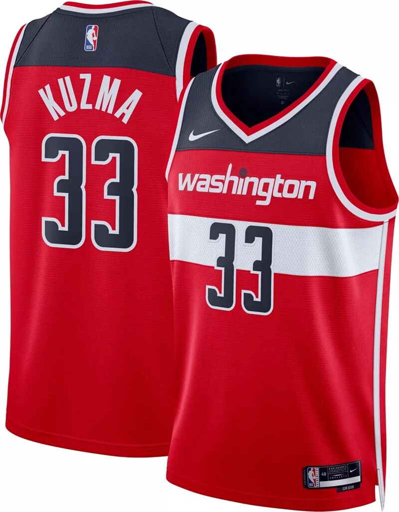 

Мужская красная майка Nike Washington Wizards Kyle Kuzma #33 Dri-FIT Swingman