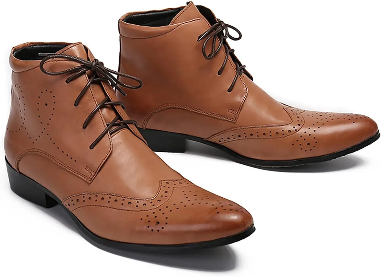 Мужские ботинки Santimon Chelsea Oxford из натуральной кожи с заостренным носком, шнуровкой, стильные, удобные, повседневные и формальные — фото 3