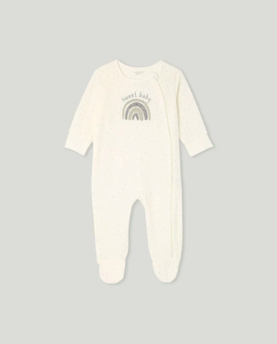 

Длинный комбинезон для мальчика с позиционной клейкой застежкой Cotton Juice, белый