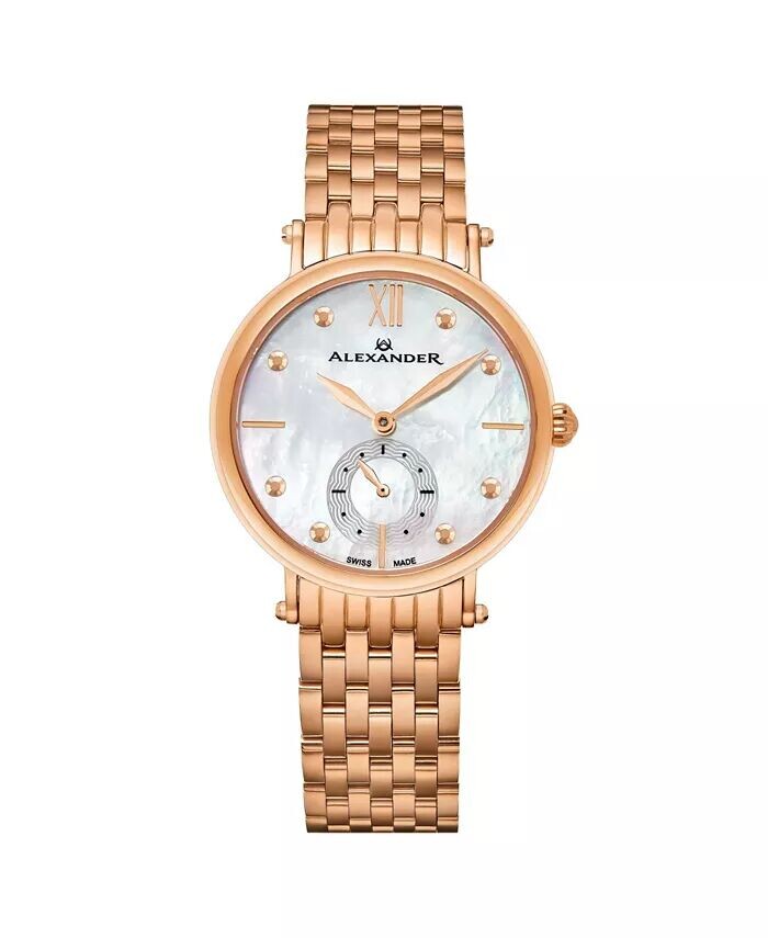 

Alexander Watch A201B-03, женские кварцевые часы с малой секундной стрелкой, корпус из нержавеющей стали цвета розового золота и браслет из нержавеющей стали цвета розового золота Stuhrling