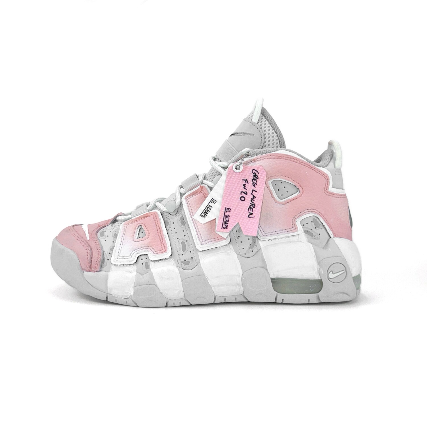 

Баскетбольные кроссовки Air More Uptempo Vintage унисекс средней высоты, цвет белый/серый/персиковый розовый Nike