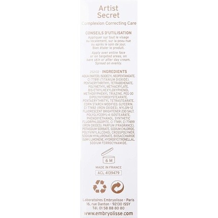 Artist Secret, корректирующий цвет лица крем CC Spf20, 30 мл, Embryolisse — фото 3