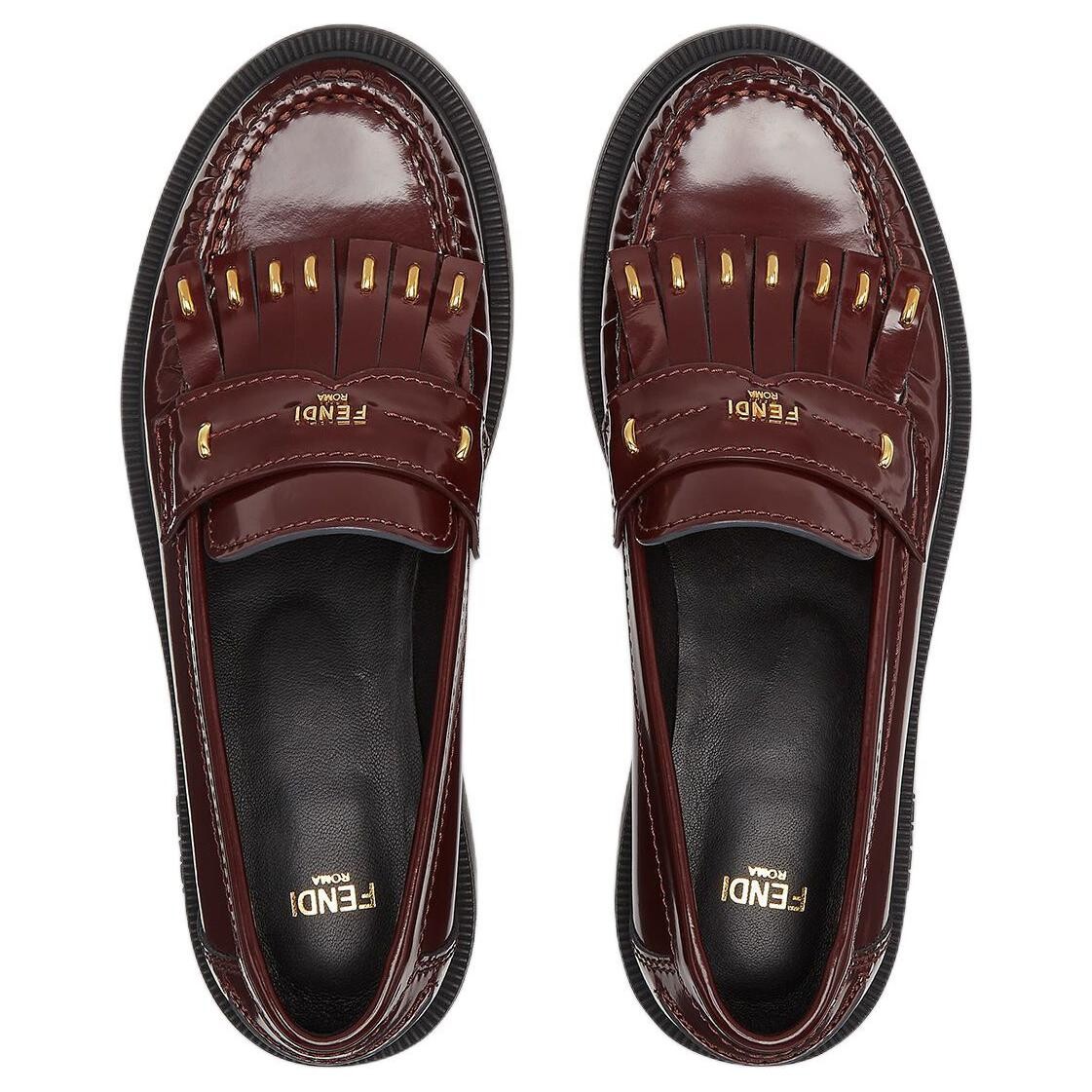 Лоферы женские бордовые Fendi — фото 4