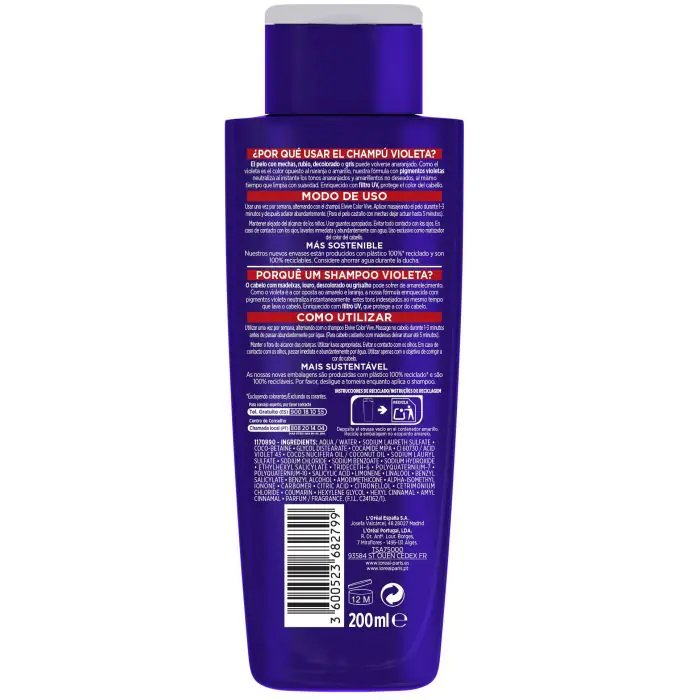 

Шампунь elvive color vive champú violeta matizador L'Oréal París, объем 200 мл