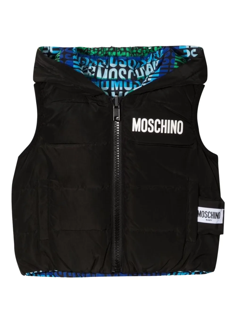 

Стеганый жилет с логотипом Moschino Kids, черный