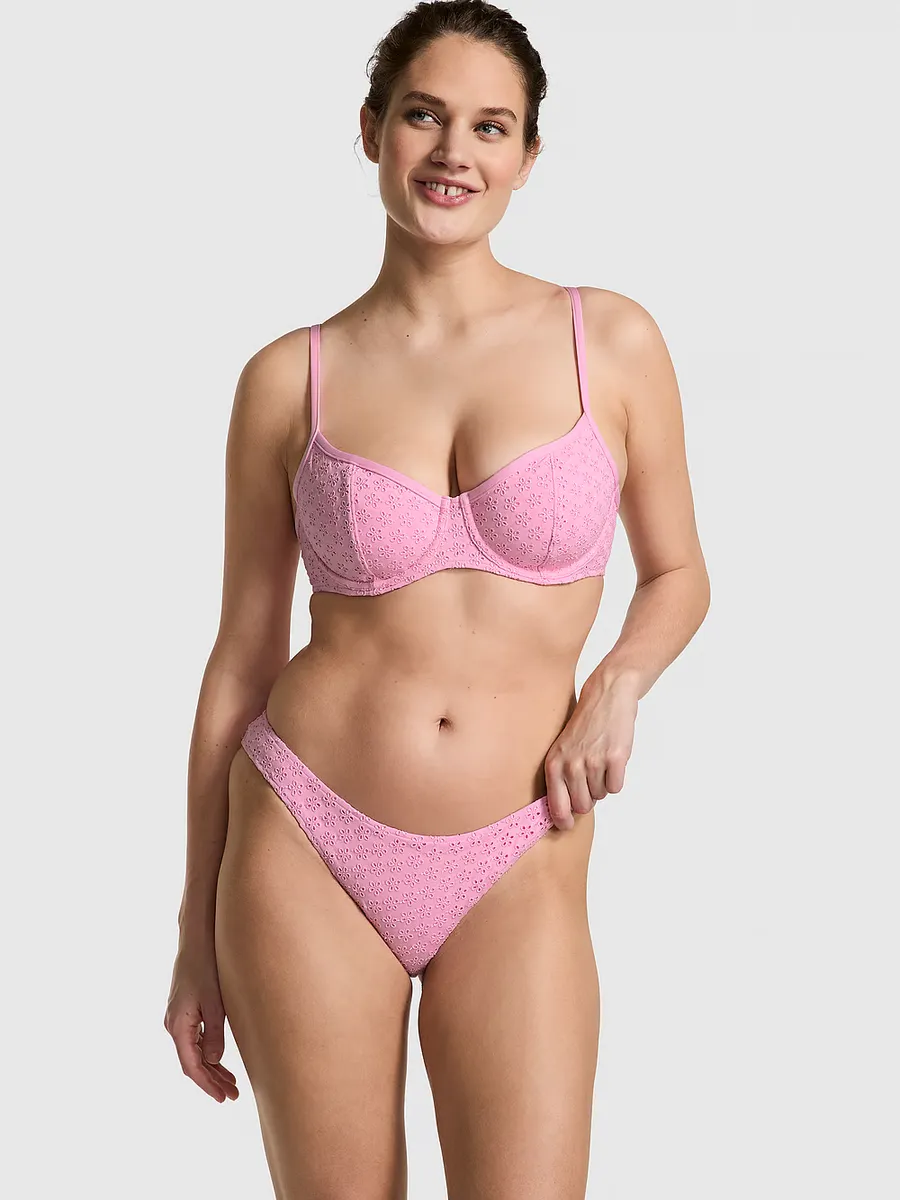 

Плавки бикини Golden Hour с люверсами Pink By Frankies Bikinis, розовый