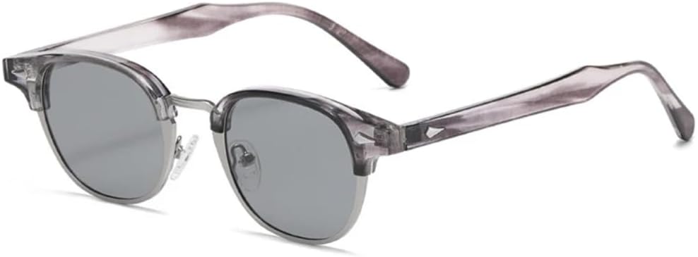 

Ретро классические полуметаллические овальные женские солнцезащитные очки, модные панк-очки для мужчин с заклепками, защита от УФ-излучения UV400 TVTBBVV, Grey Stripe Gray