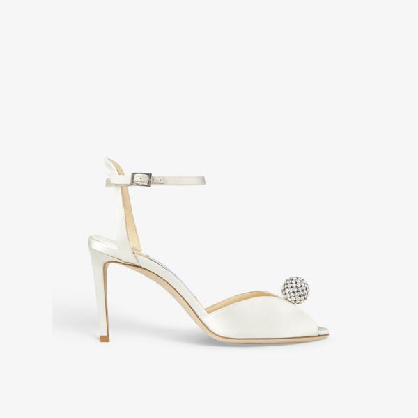 

Атласные босоножки Sacora, украшенные хрустальными сферами Jimmy Choo, белый
