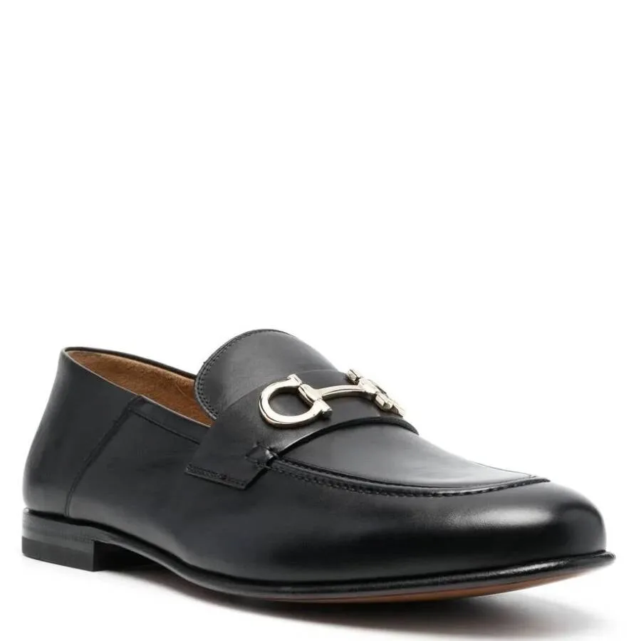Лоферы-мюли Ferragamo Gancini с орнаментом из телячьей кожи, черный — фото 2