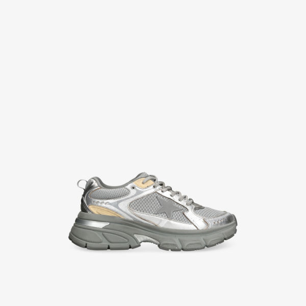 Кроссовки Golden Goose Lightstar кожаные с сетчатыми вставками, серебряный