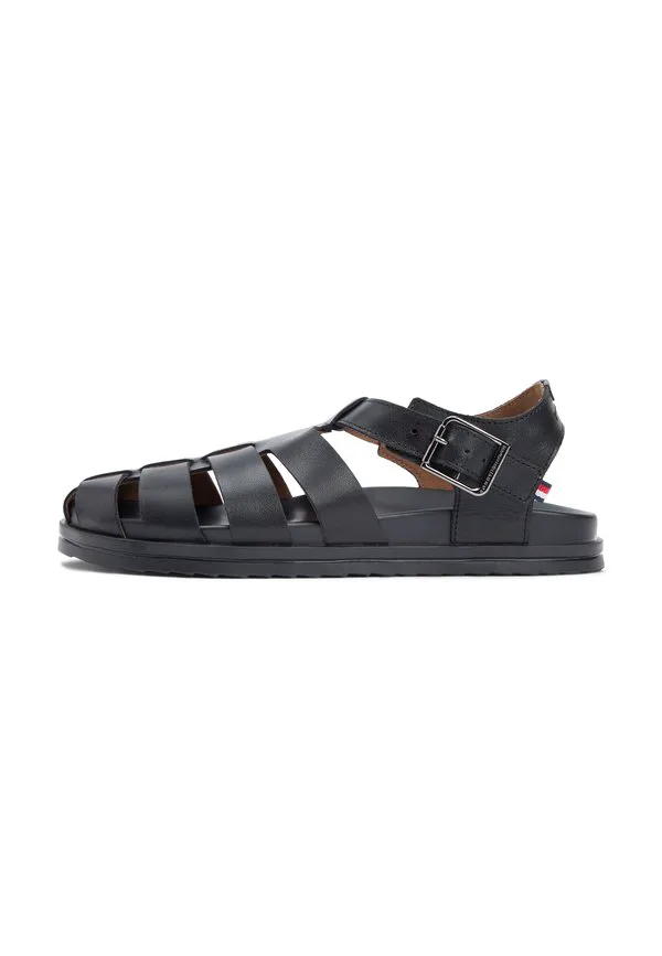 Кожаные сандалии рыбака с зубчатым ремешком Tommy Hilfiger, Black