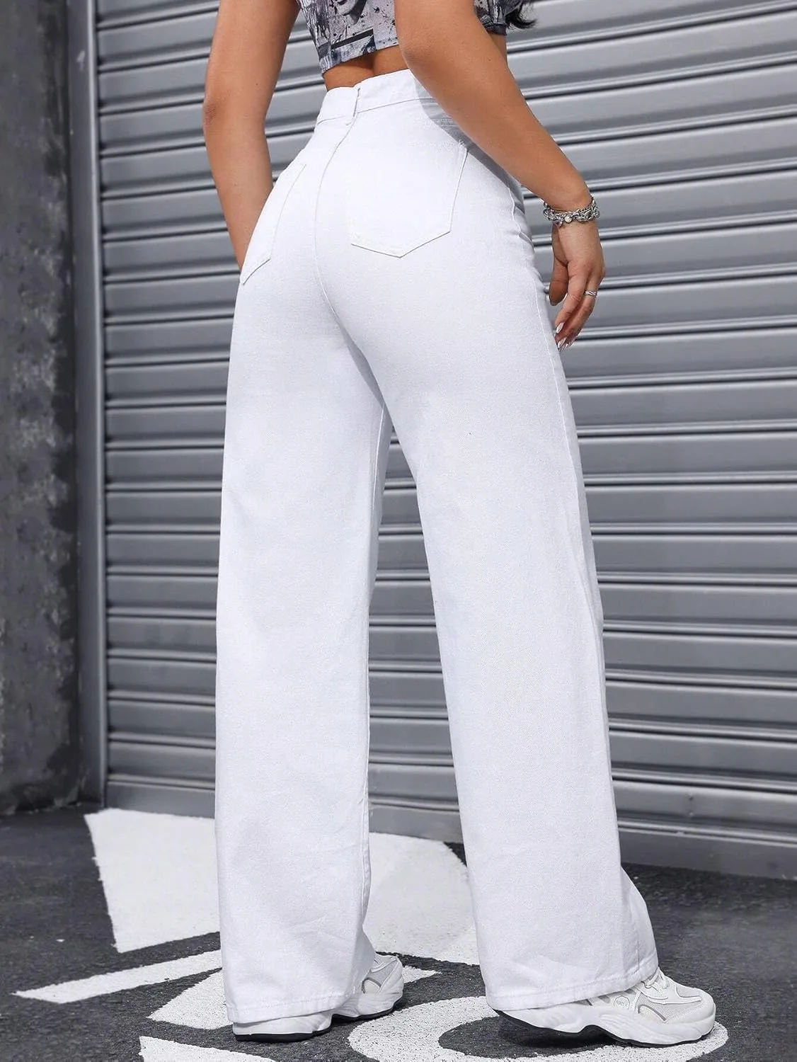 Женские классические джинсы Loose Fit Generic, белый — фото 2