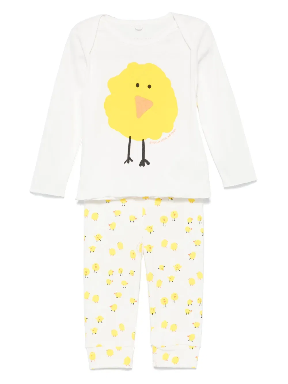 Комплект брюк с принтом "цыплята" Stella Mccartney Kids, белый